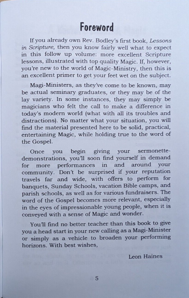 More Lessons in Scripture by Rev. Donald E. Bodley (magic with a message)