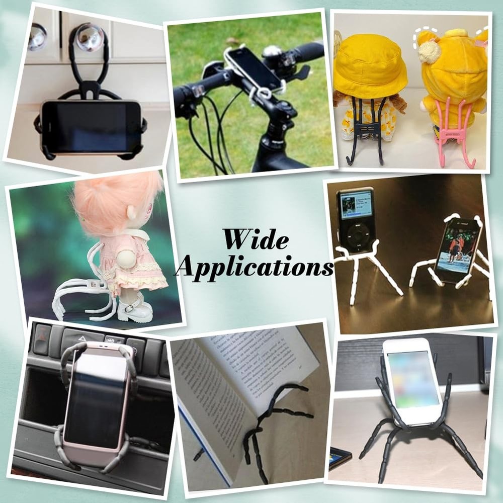 AHANDMAKER 6pcs 2 Colors Multi Function Portable Spider Phone Black/White