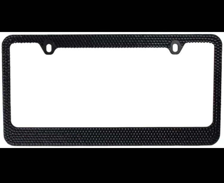 Bling Bling 7 Rows Black Diamond Crystal License Plate Frame/Free Cap