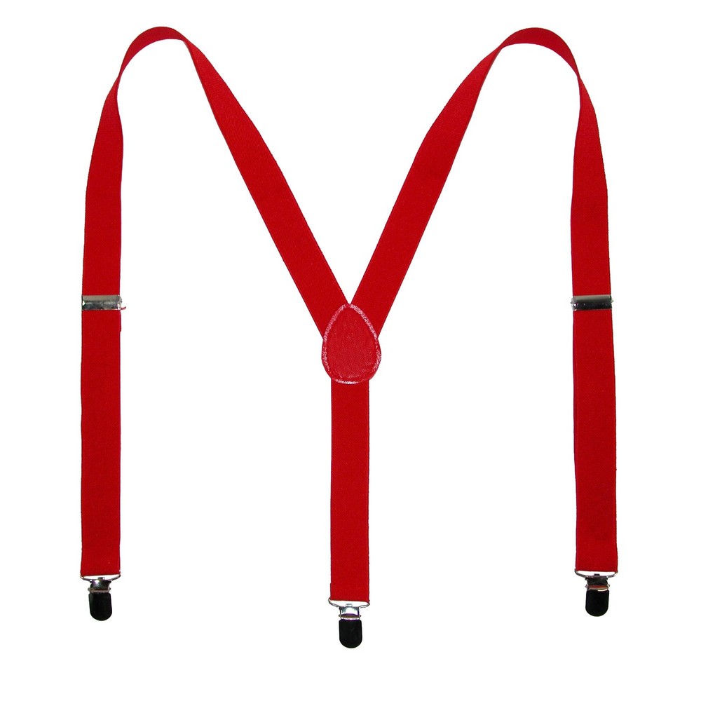 CTM Elastic Solid Red Clip-End Suspender