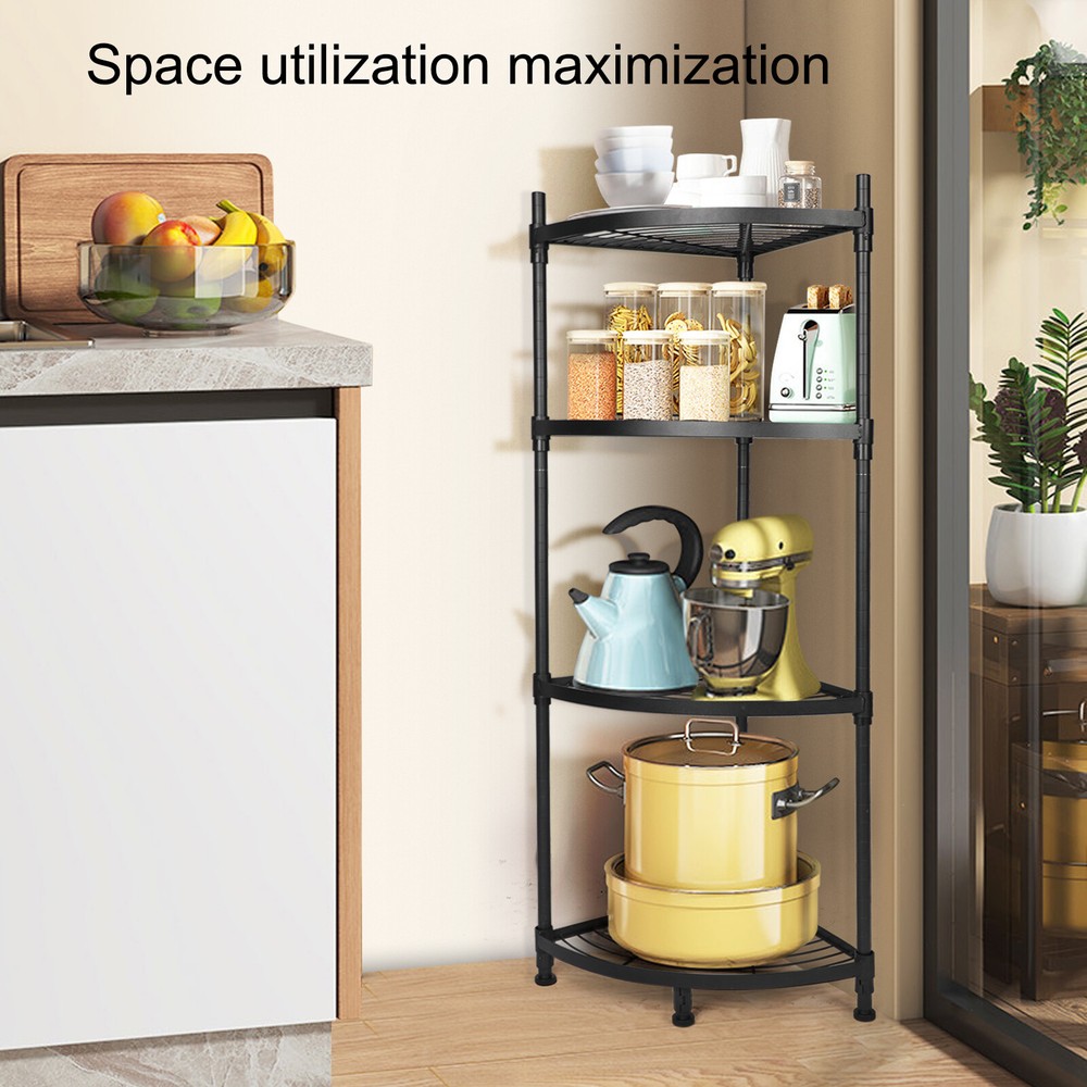 4Tier Corner Display Rack Multipurpose Metal Shelving Unit Bookcase Storage Rack
