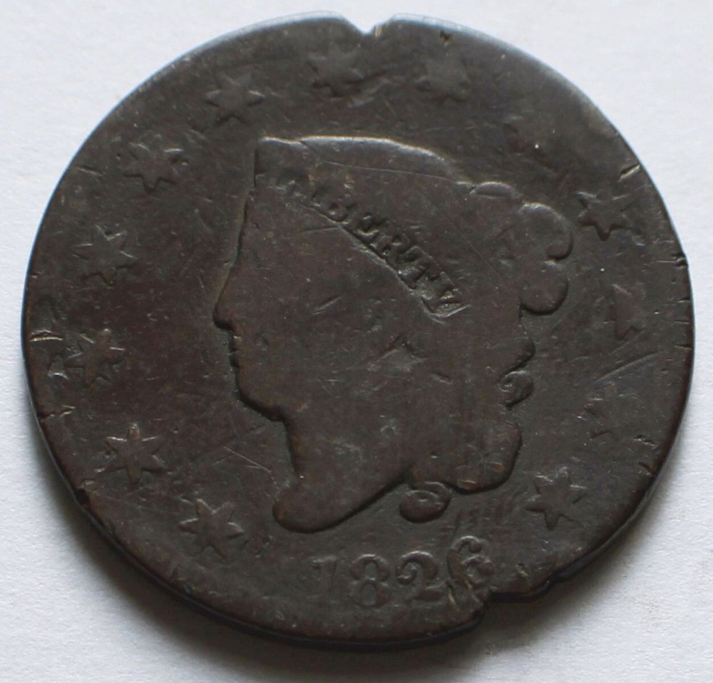 1826 Coronet Head Large Cent, Notched 1C