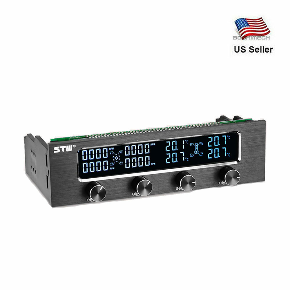 5.25" PC CPU 4 Channel Fan Speed Cooling Control Multi-Function LCD Controller