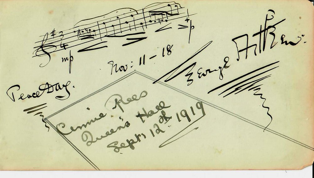 RARE! “Classical Composer" George Aitken Hand Signed MQS Dated 1919