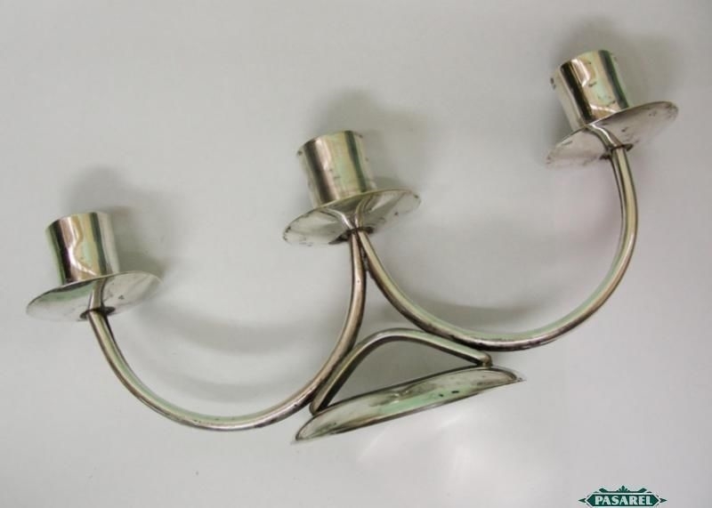 Berg Denmark Silver Plated Three Light Candelabra Candleholder