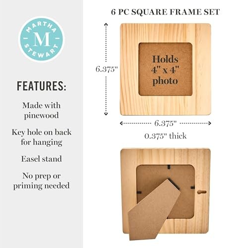 , Square Wood Frames Set, 6 pcs