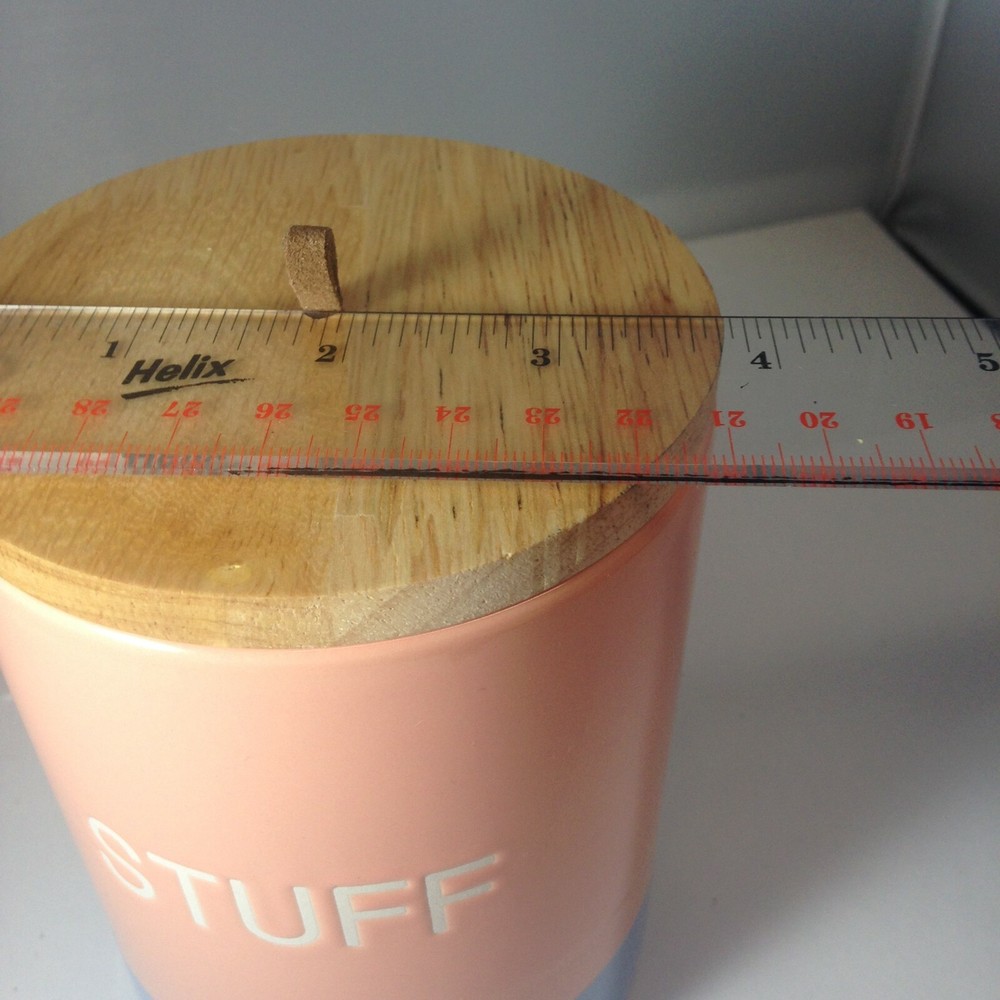 Stoneware “Stuff” Canister With Wooden Lid