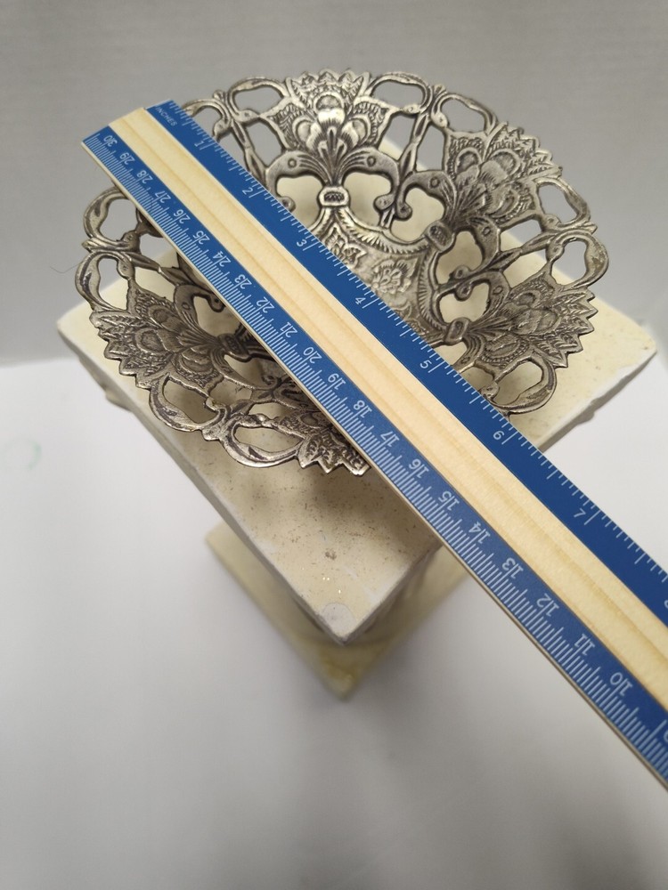 Vintage Footed Silver Filigree Style Bowl