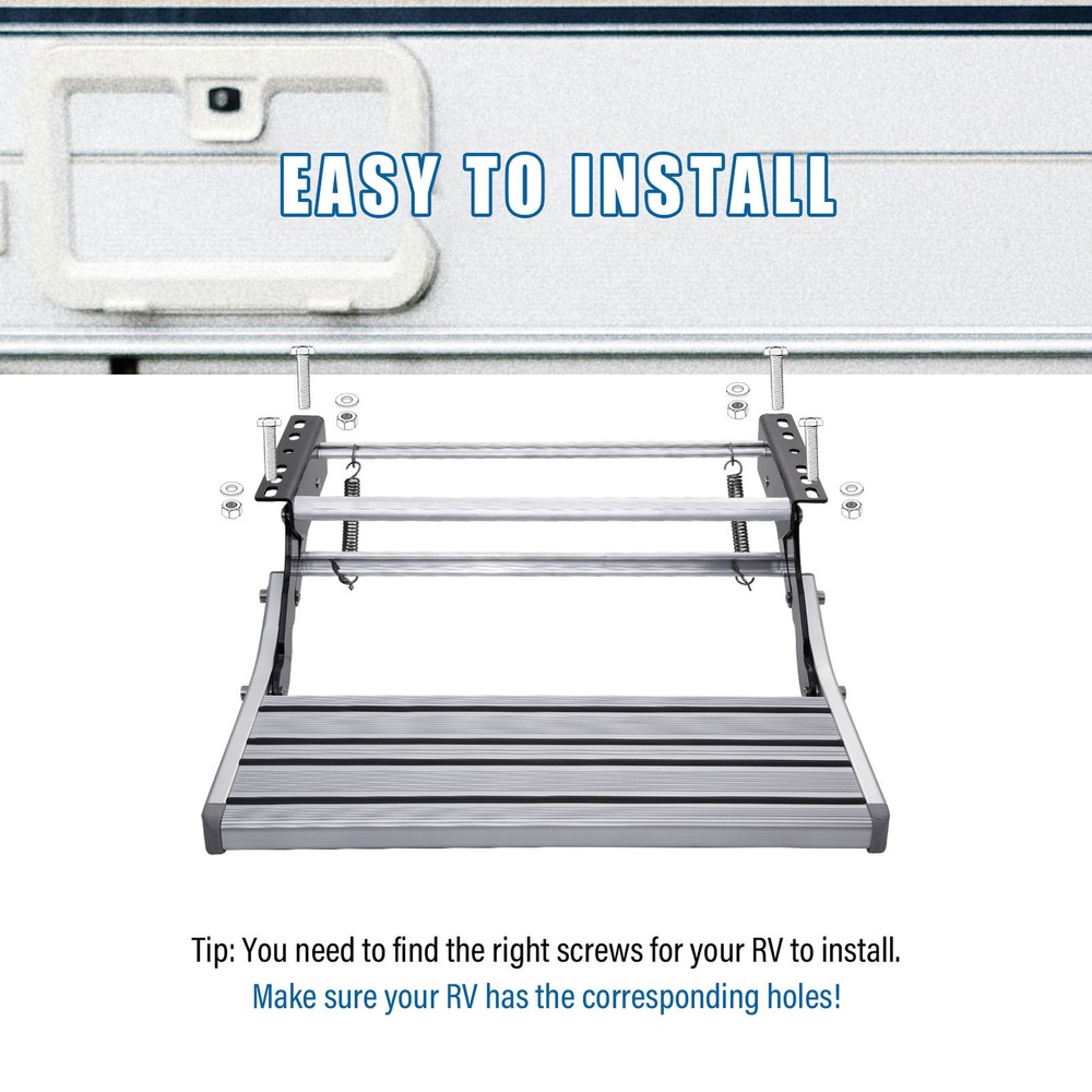 Aluminum 1 Step Pull Out Retractable RV Camper Platform Steps Stair Anti-Slip