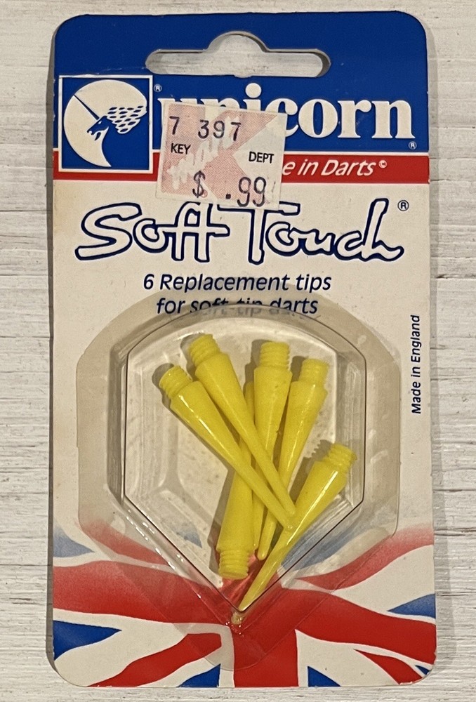 NOS Unicorn Soft Touch 6pc Replacement Tips For Soft Tip Darts Yellow