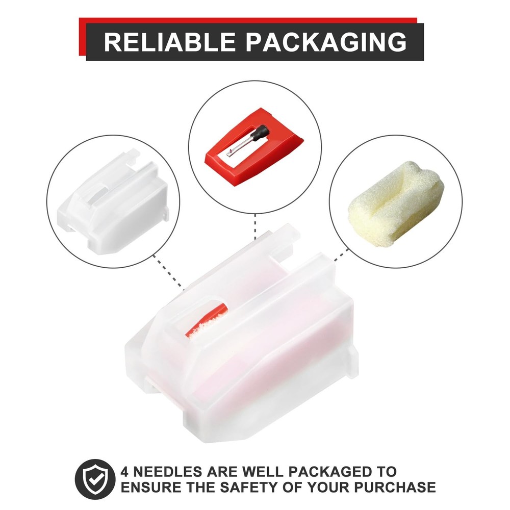 4 PCS Record Player Needle, JUKFITA Ruby Turnable Stylus Replacement for...