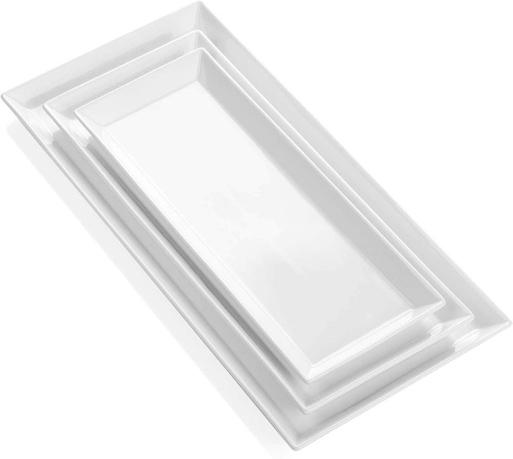 White Serving Platters Porcelain Serving Trays Parties Large Rectangular Plates
