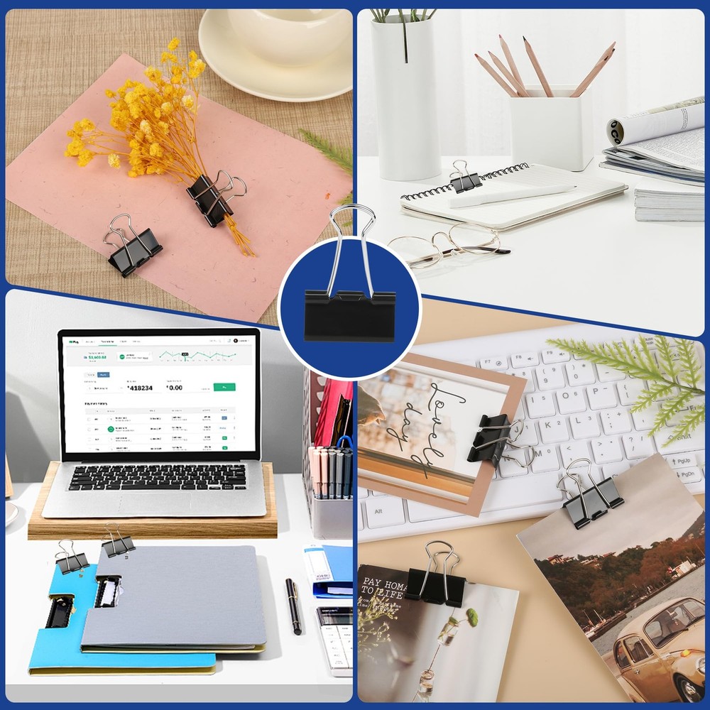 50Pcs Binder Clips Medium, Standard Medium 1-1/4 Inch, Black