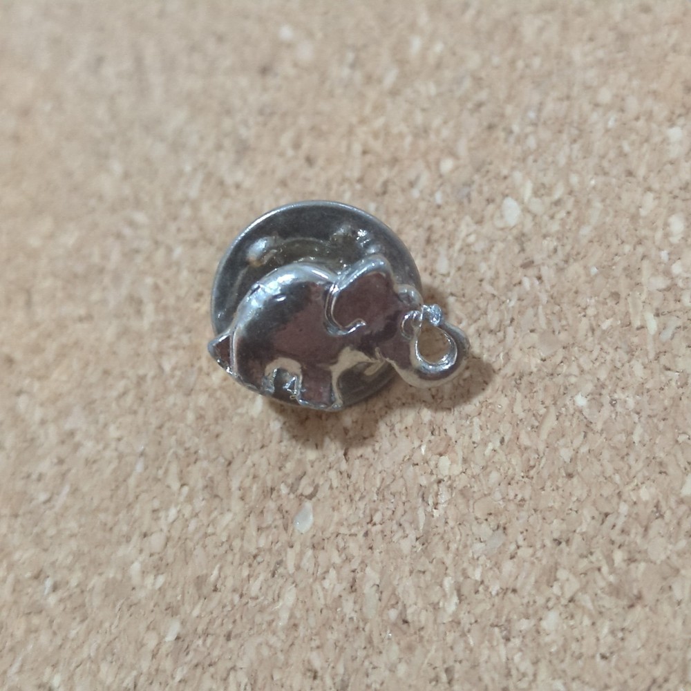 Elephant Small Lapel Pin Back Silver Tone