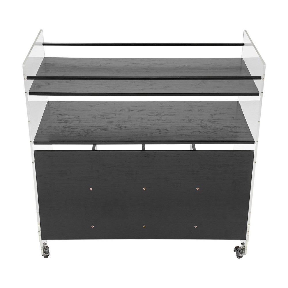 Acrylic End Table,Rectangle Side Table, Bamboo Acrylic Modern End Table