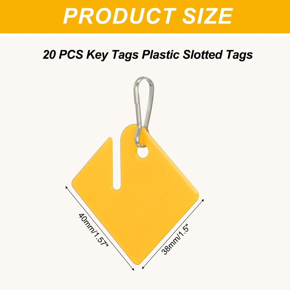Key Tags Plastic Slotted Tags, 20 Pcs Hanging Identify Bulk Key Tags with Met...