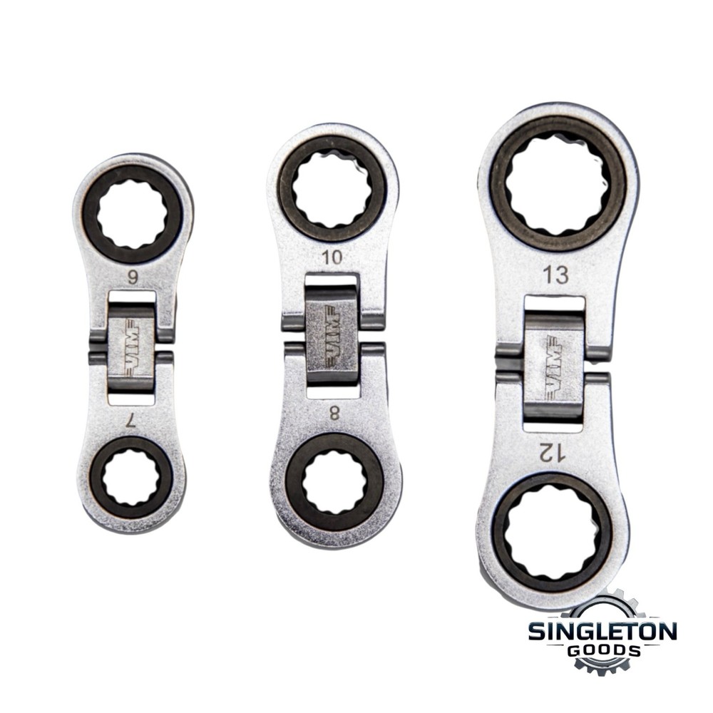VIM Tools Nano Flex Ratcheting Wrench Set 3 Piece Double Sided Tools w Storage