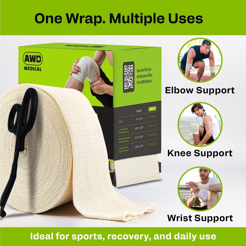 Elasticated Tubular Support Bandage - Reusable Compression Wrap for Joint Pai...
