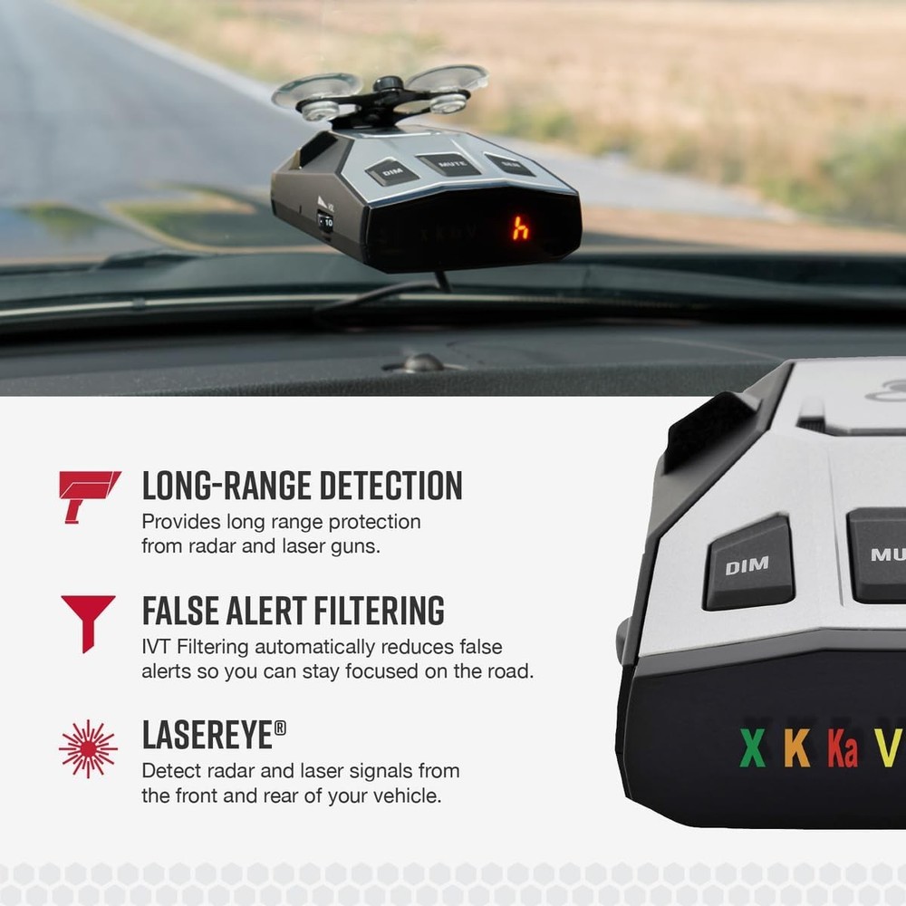 Cobra RAD 350 Laser Radar Detector - Long Range, False Alert Filter, OLED Displa