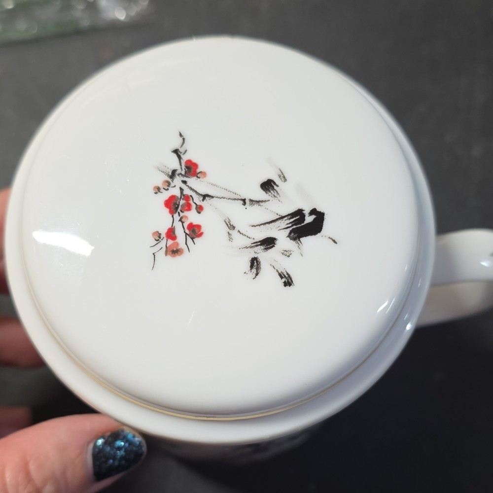 China Infuser Mug with Asian Art