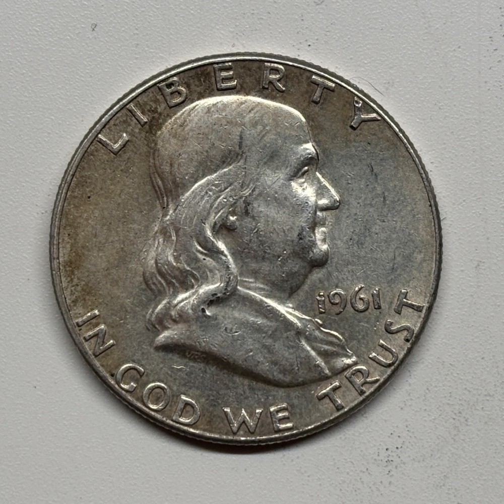 1961 FRANKLIN HALF DOLLAR TONED REVERSE