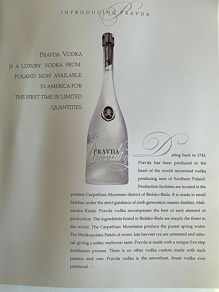 2011 PRAVDA VODKA Catalog WORLD'S FINEST VODKA