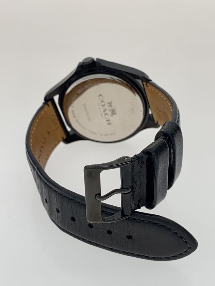 COACH quartz watch analog leather NVY BLK