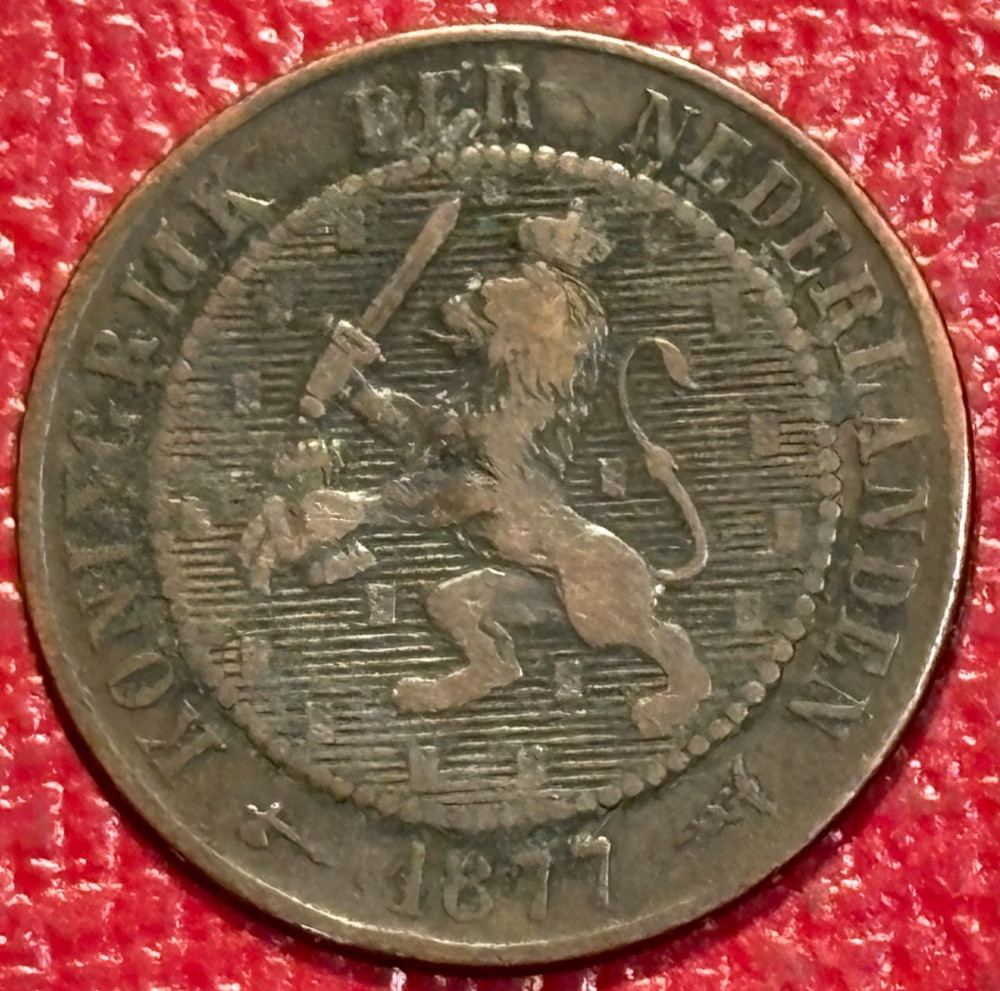 VERY NICE 1877 NETHERLANDS 2 1/2 CENT-OCT389