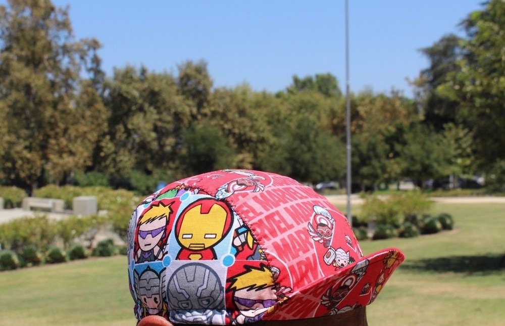 CYCLING CAP MINI MARVEL COMIC 100% COTTON ONE SIZE HANDMADE