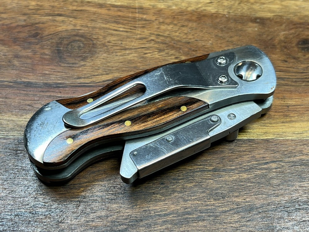 VINTAGE WOOD HANDLE FOLDING POCKET RAZOR KNIFE REPLACEABLE Blade