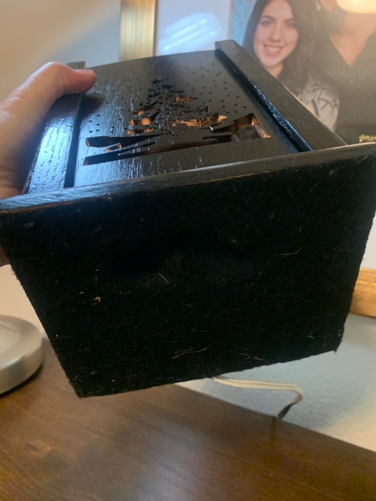 HANDCRAFTED SEASONAL BLACK PAINTED TABLE NIGHT LIGHT