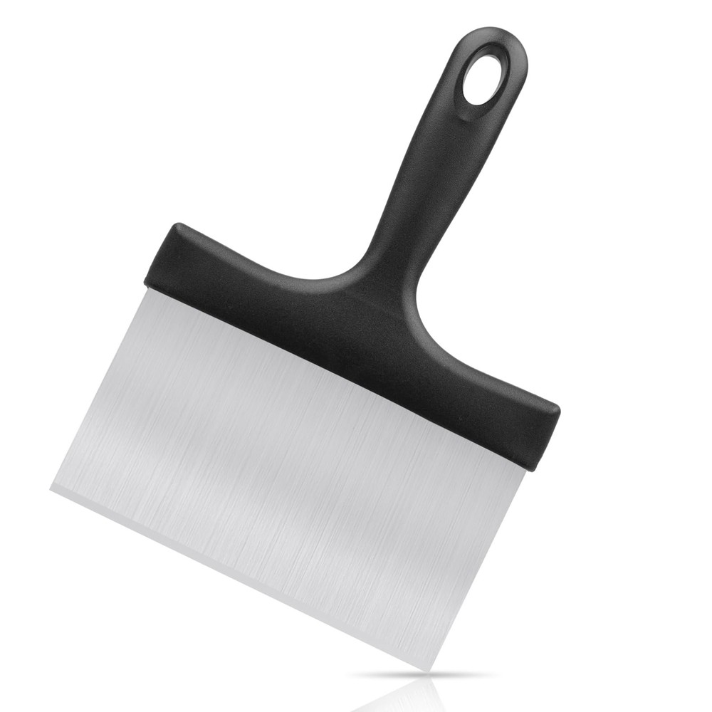 Grill Scraper, Griddle Food Scraper with Handle for Sliver&Black