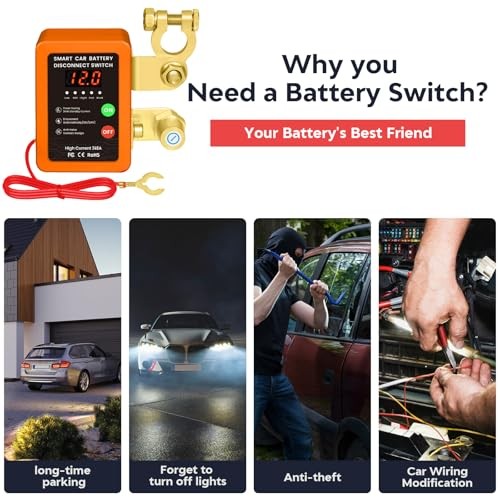 Kill Switch for Car - 12V Remote Battery Disconnect Switch Smart Orange Led