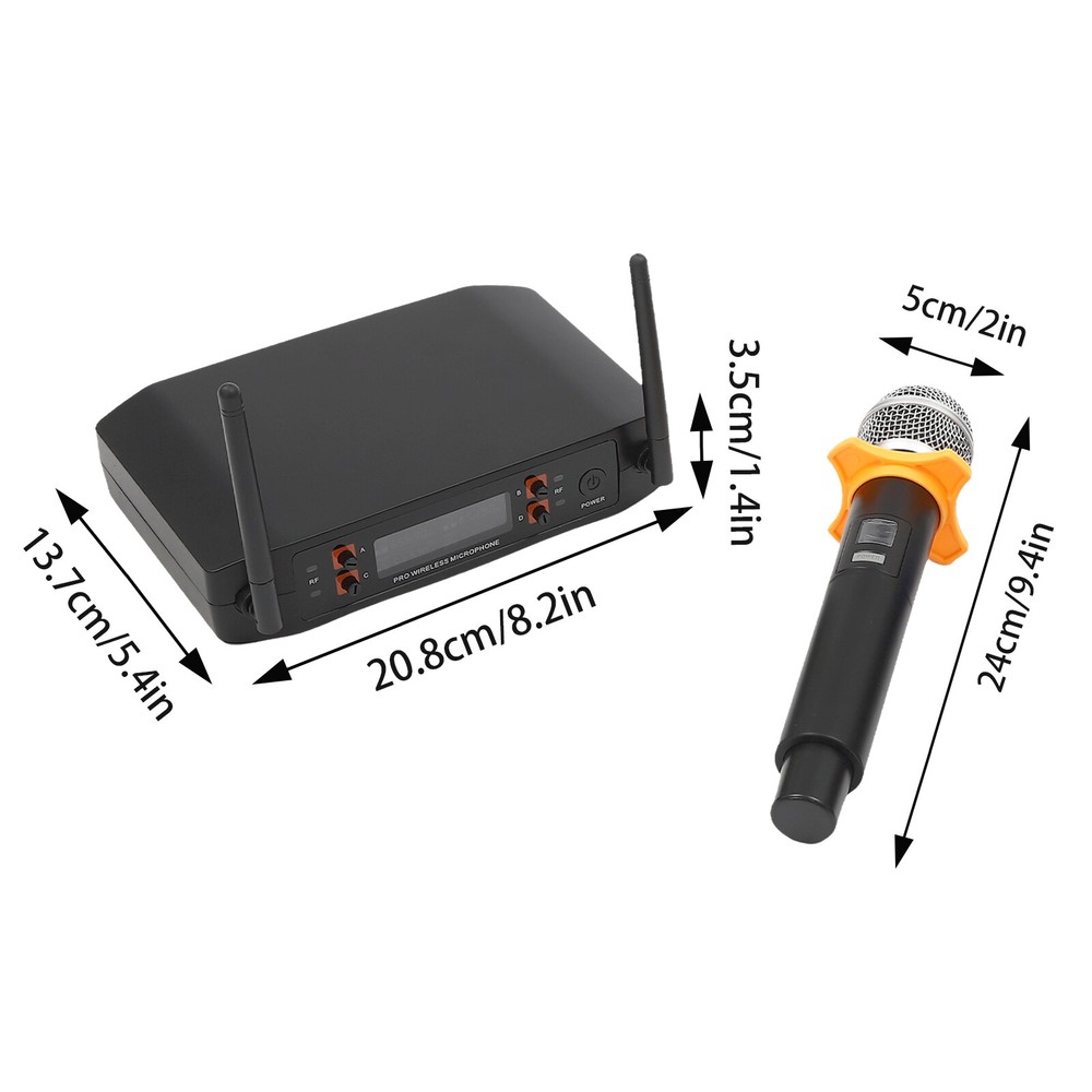 Wireless Microphone System 4 Channel Pro Audio UHF 4 Handheld Dynamic Mic Party