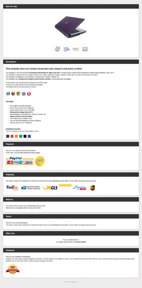 Simple Responsive eBay Listing Template - New