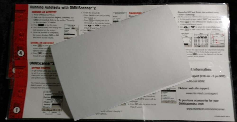 OMNISCANNER 2 QUICK START GUIDE FLUKE CABLE CERTIFIER