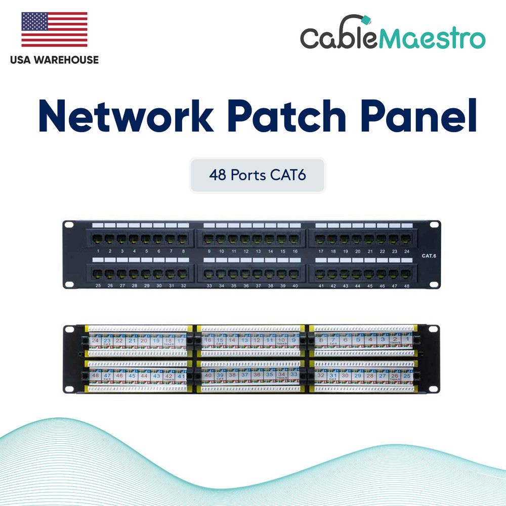 Patch Panel UTP 48 Port CAT6 RJ45 110 Network Surface Wall Mount Bracket