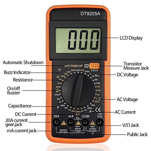 Digital Multimeter AC DC Voltmeter Ohm Volt Amp Tester Resistance Capacitance