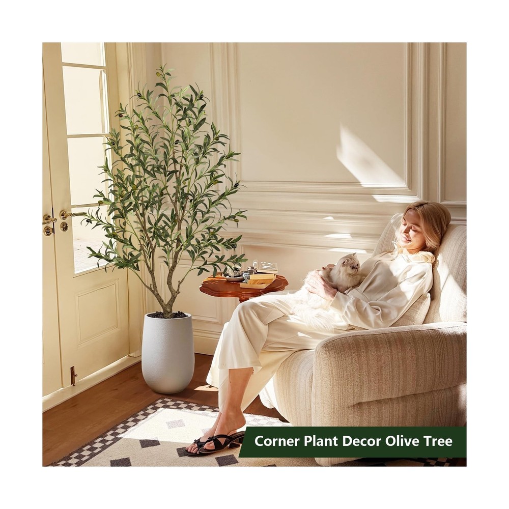 Olive Trees Artificial Indoor 5FT Tall, Faux Olive Tree with Black Basic Plan...