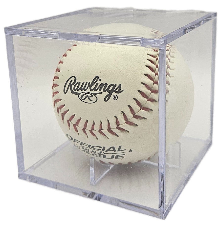 (4-Pack) CSP Square Baseball Holder 2-Piece Cube Display Case w/ Built In Cradle
