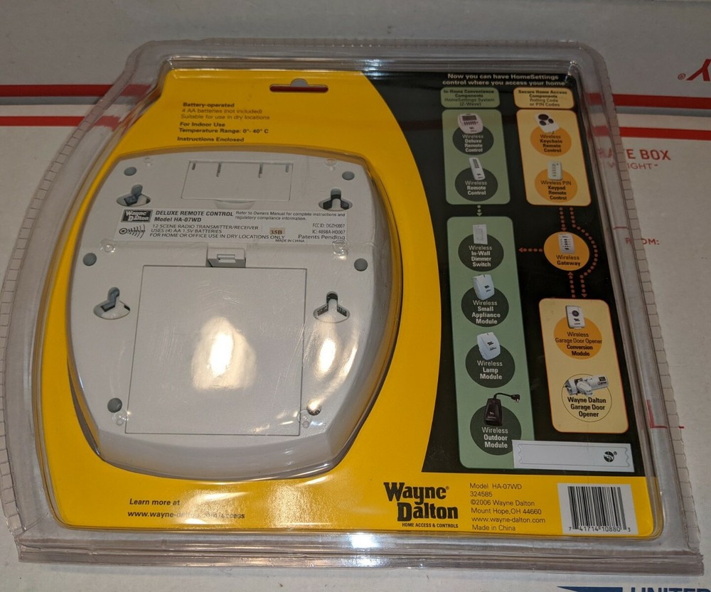 Wayne Dalton Home Settings Wireless Deluxe Remote Control Module HA-07WD SEALED