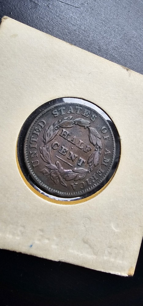 1835 Coronet Head Large Half Cent Coin ENCASED Great Condition