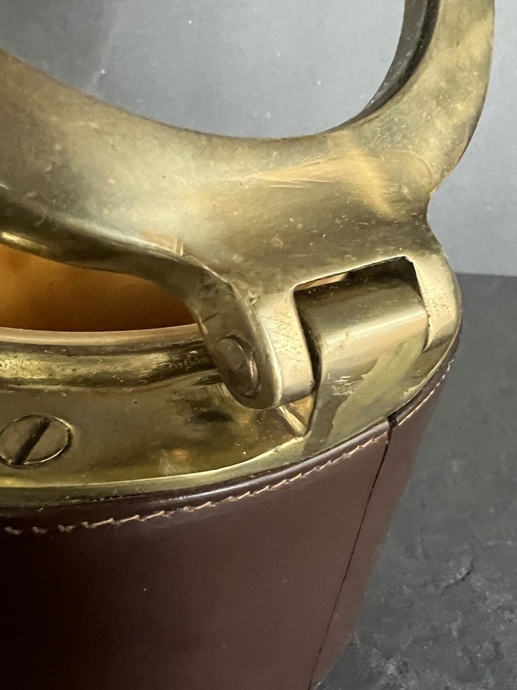 1960s leather and solid brass porthole box made in England