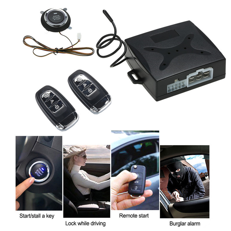 Car Keyless Entry Engine Start Alarm System Push Button Remote Starter System