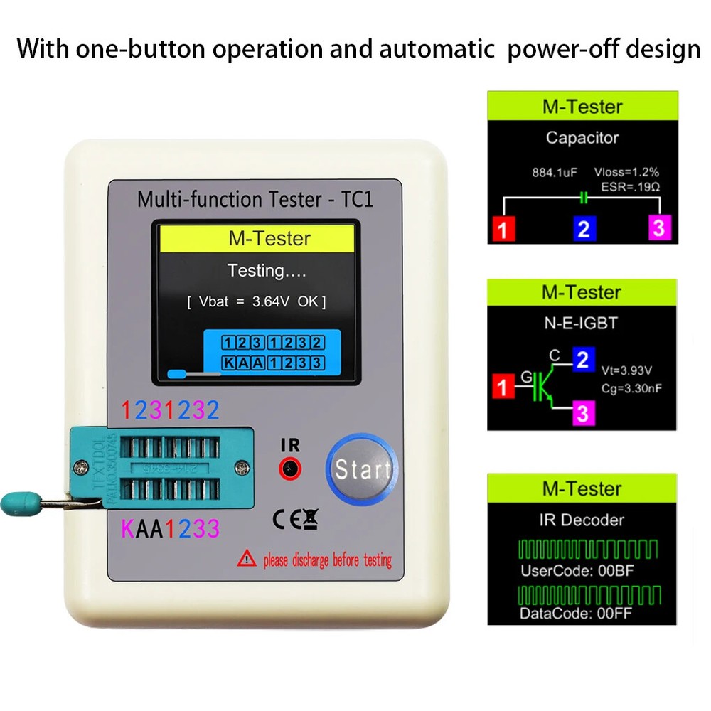 1.8" LCD Display Multi-meter Transistor Tester Diode Triode Capacitor Resistor