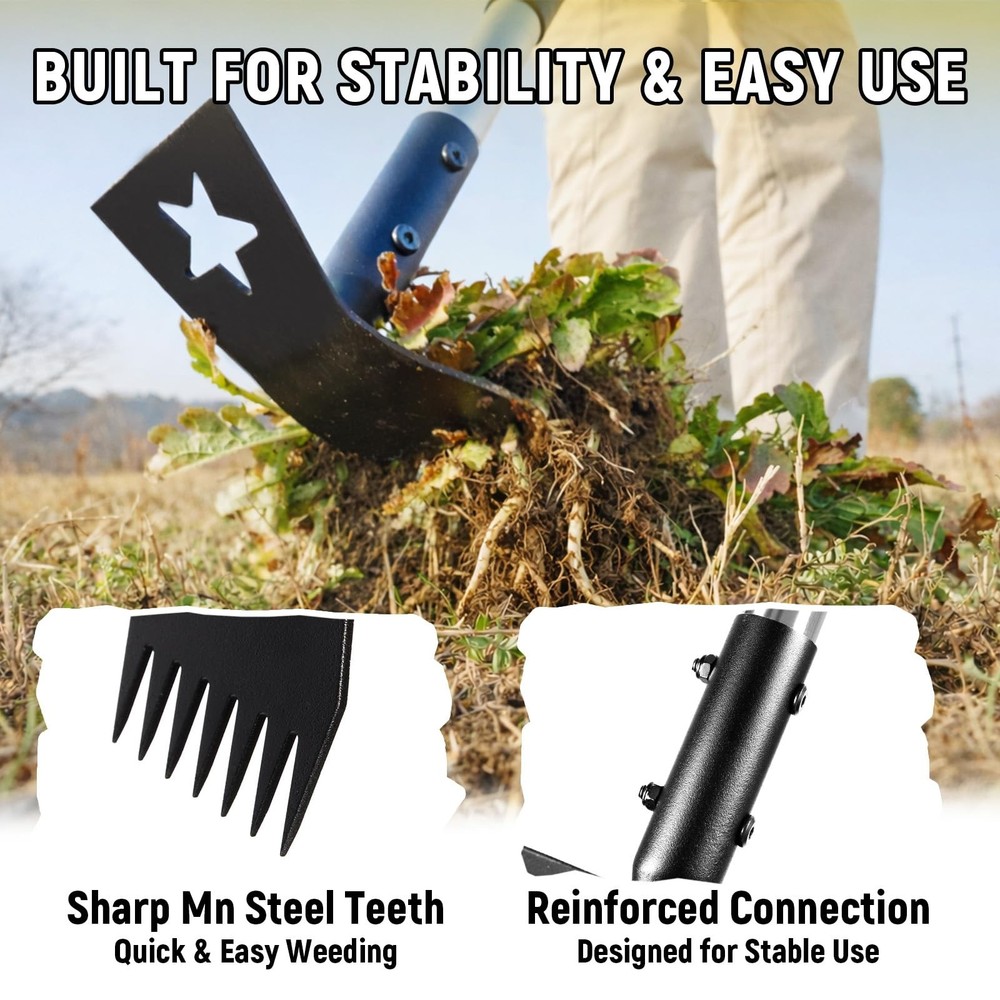 Weed Puller Tool with Long Handle 68", 2-in-1 Manual Weeds Remover, Heavy Dut...