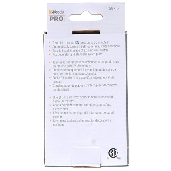 20-Amp 30-Minute In-Wall Spring Wound Countdown Timer Switch, Almond