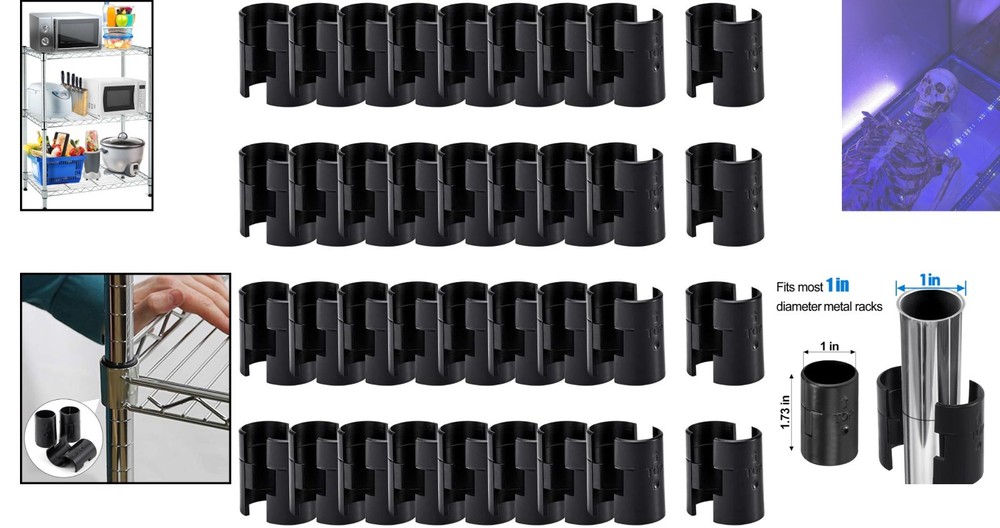 72 Pcs Wire Rack Lock Clips - Durable ABS Shelf Replacements for 1" Poles
