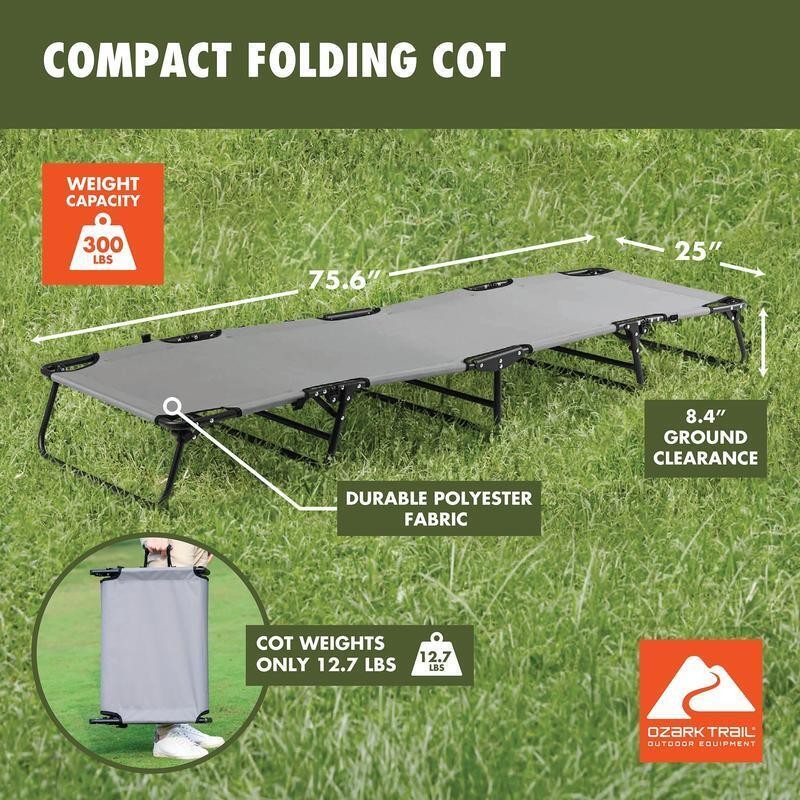 Camping Folding Cot Easy Setup Portable Low Profile Comfortable Sleep Tent Gear