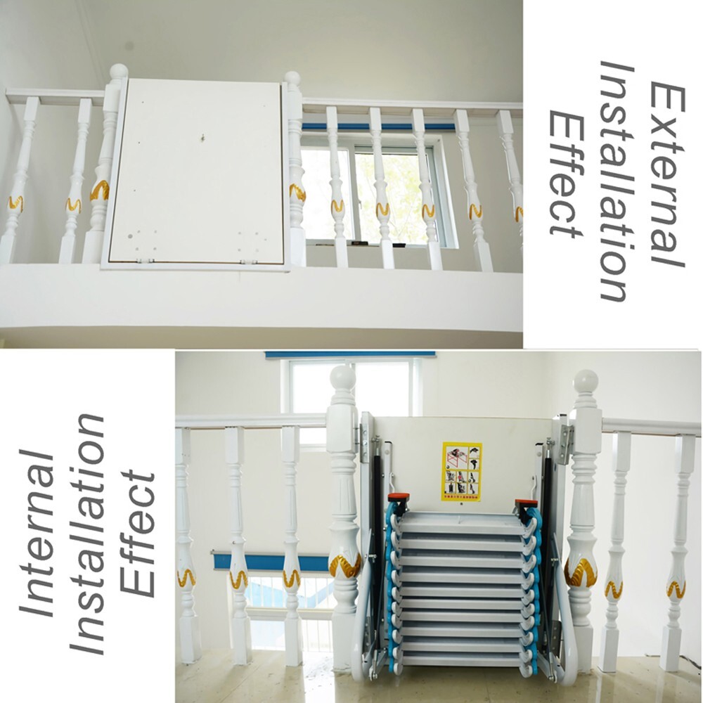 Attic Ladder Loft Wall Folding Stairs Blue 9.18ft Side-Mounted Pull Down Ladder
